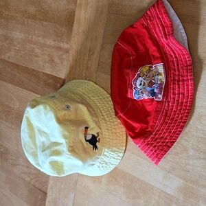 Little kids bucket hats one yellow one red 12-24M